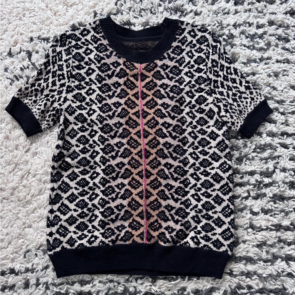 Maeve by Anthropologie Black and Tan Patterned Sweater